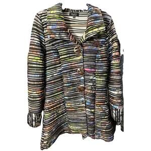 Papillon Sz Med long sleeve Slv Button Front Jacket Colorful!